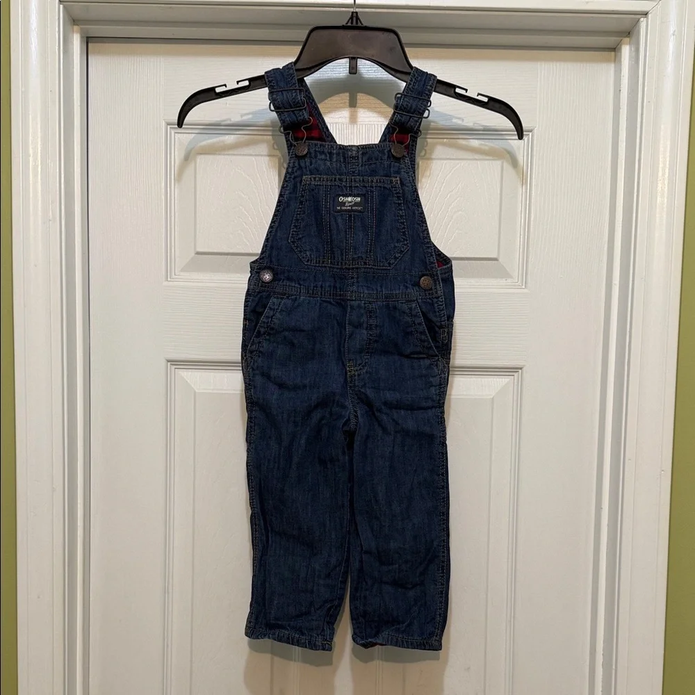 OshKosh B'gosh Classic Blue Overalls with Flannel Lining - 2T